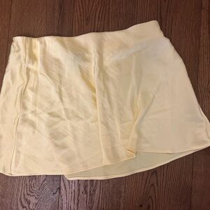 Light Yellow Satin mini skirt